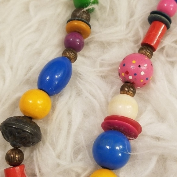 Colorful Wood Bead Necklace - Picture 4 of 5
